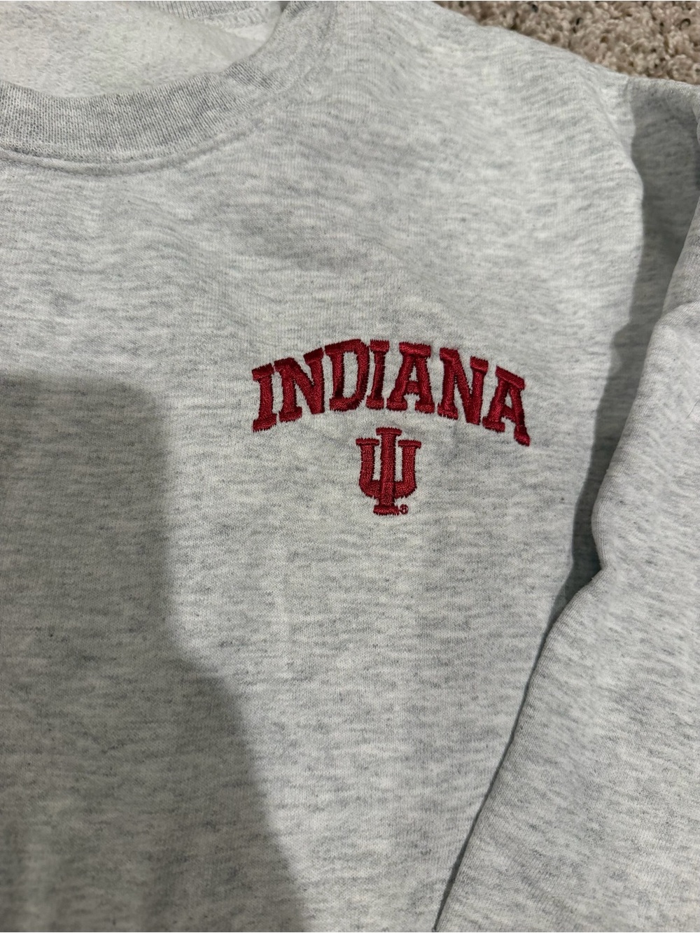 Indiana University Hoosiers Crewneck Sweatshirt with Red Embroidery on Chest